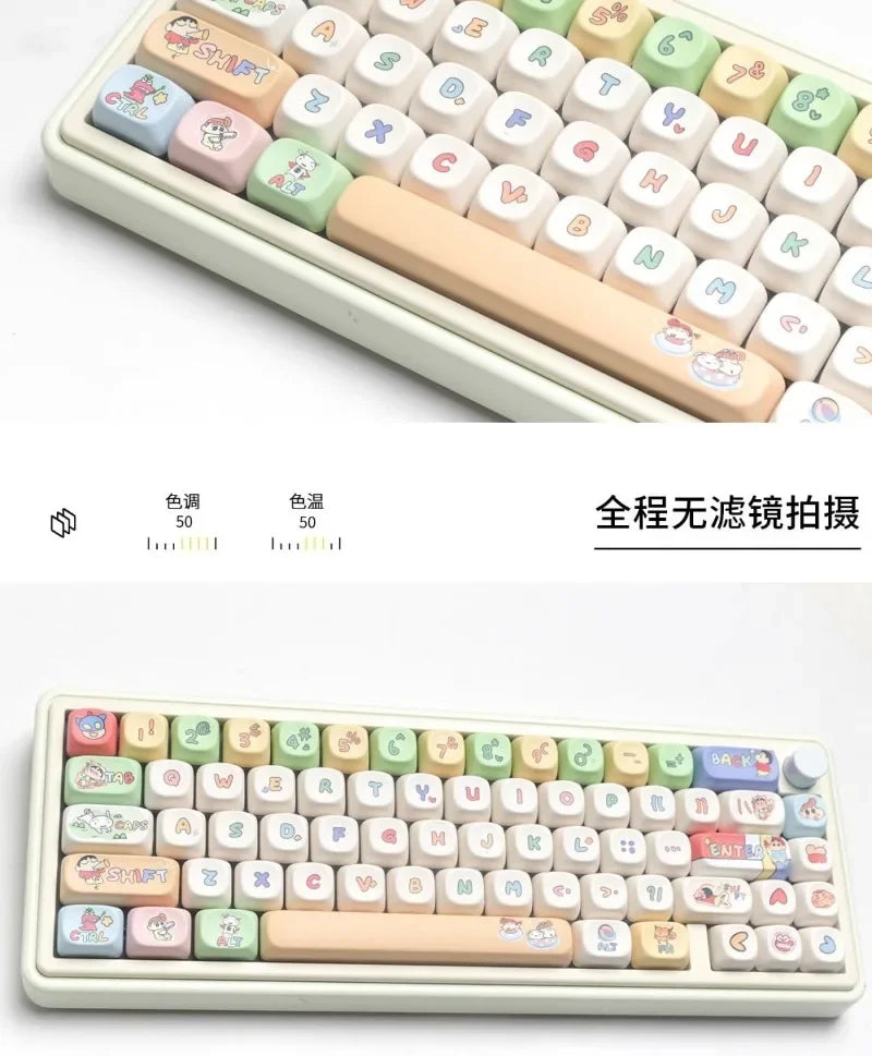 Crayon Shin-chan Mechanical Keyboard Keycaps Affordable Cartoon Keycaps Set PBT Material Keycaps Durable Keycap Girls Boys Gift