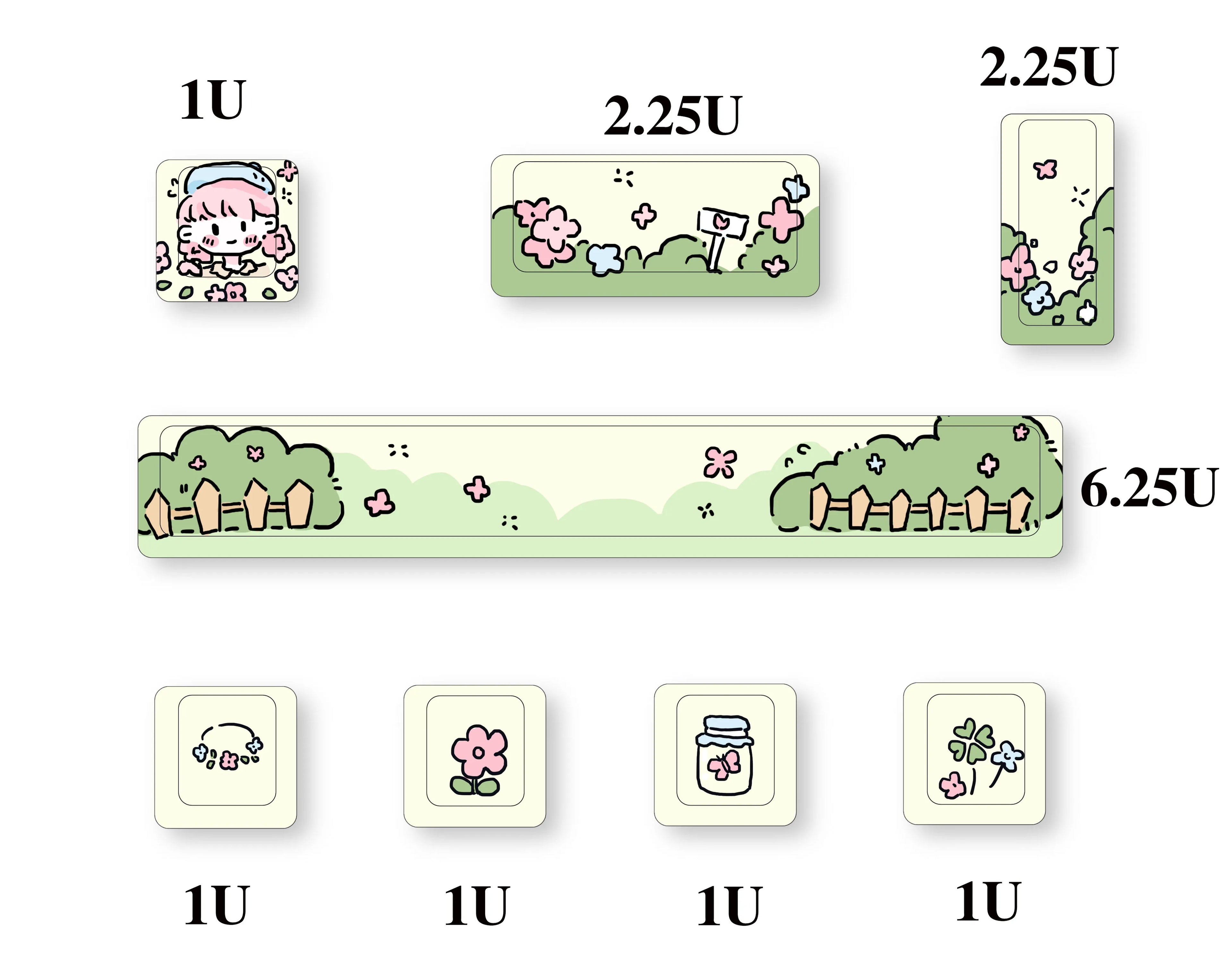 Cute Theme Personalized Addition Key Cap Eight Piece Set with Five Sides of Thermal Sublimation Cherry High Mechanical Keyboard