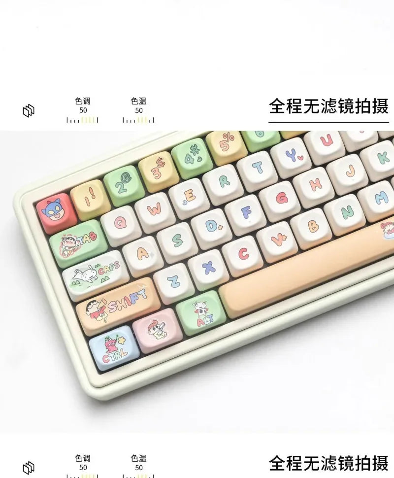 Crayon Shin-chan Mechanical Keyboard Keycaps Affordable Cartoon Keycaps Set PBT Material Keycaps Durable Keycap Girls Boys Gift
