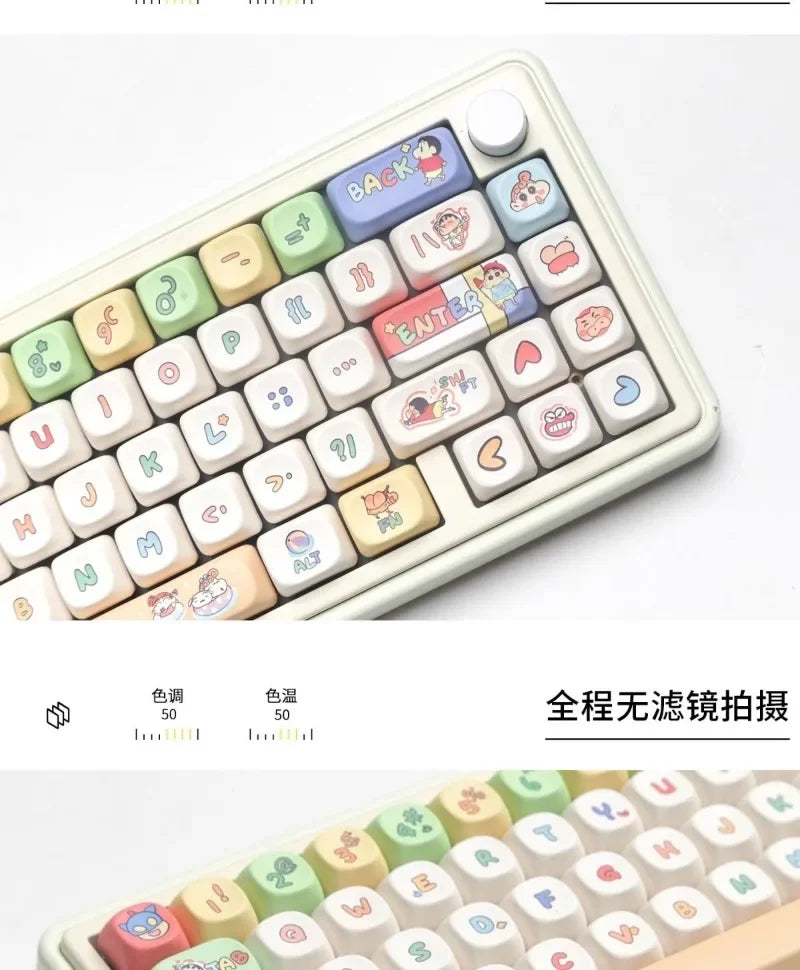 Crayon Shin-chan Mechanical Keyboard Keycaps Affordable Cartoon Keycaps Set PBT Material Keycaps Durable Keycap Girls Boys Gift