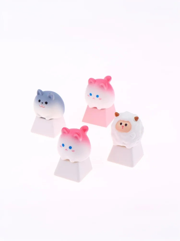 Cute Cartoon 3D Animal Keycap Mechanical Keyboard Caps OEM Height Keycap Kawaii DIY Keyboard Accessories Girl Gifts