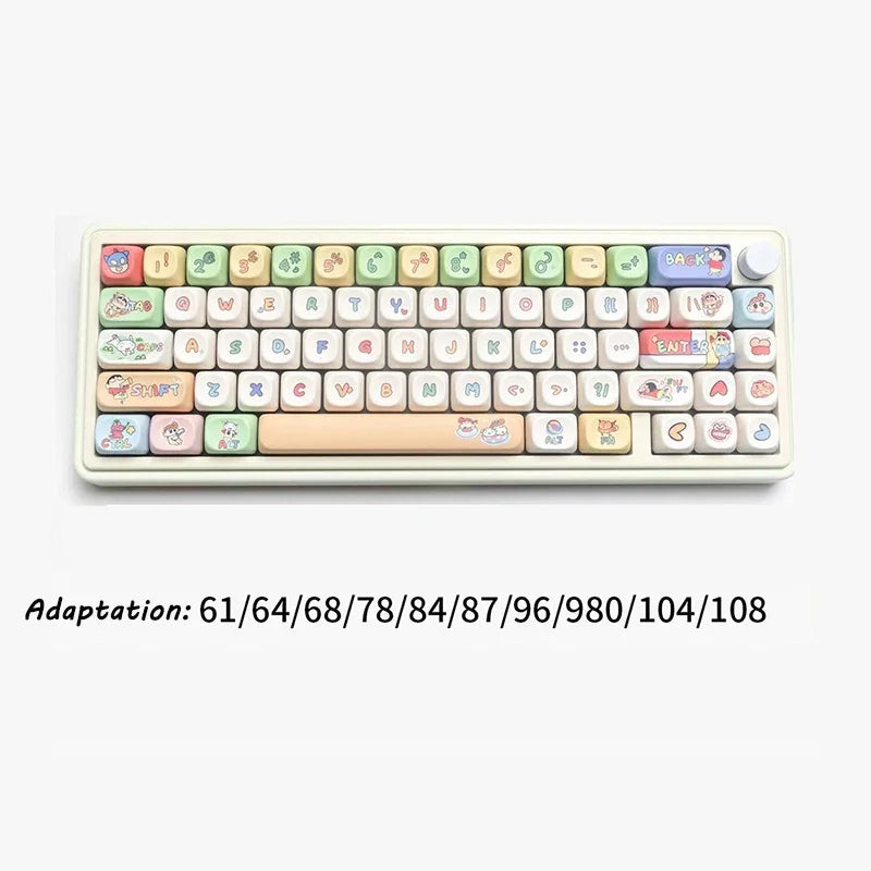 Crayon Shin-chan Mechanical Keyboard Keycaps Affordable Cartoon Keycaps Set PBT Material Keycaps Durable Keycap Girls Boys Gift