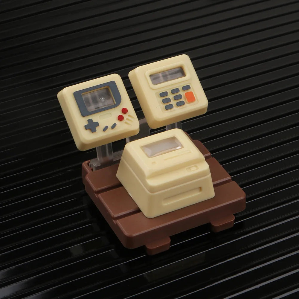 Cute Keycaps Pervious to Light Retro Game Player Pattern Cross Shaft DIY Mechanical Keyboard Cap for PC Computer Game Keyboards