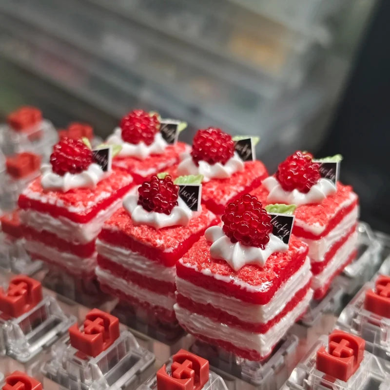 Cute Cake Keycaps Kawaii Clay Keyboard Caps Niche Food Toys Keycap Customized Clay Manual Cross Shaft Mechanical Keyboard Caps
