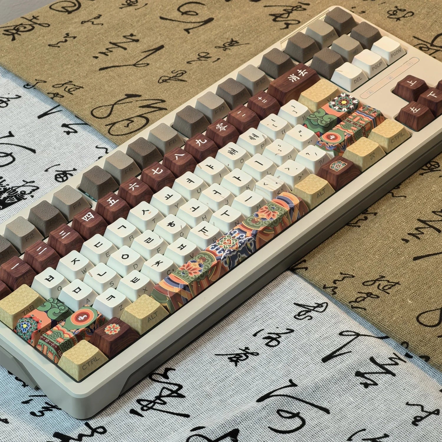 Dancheong Korean keycaps Retro Side Engraved Translucent Pbt Theme Keycap For Mechanical Keyboard 단청 와글바글 염료승화 PBT 키캡