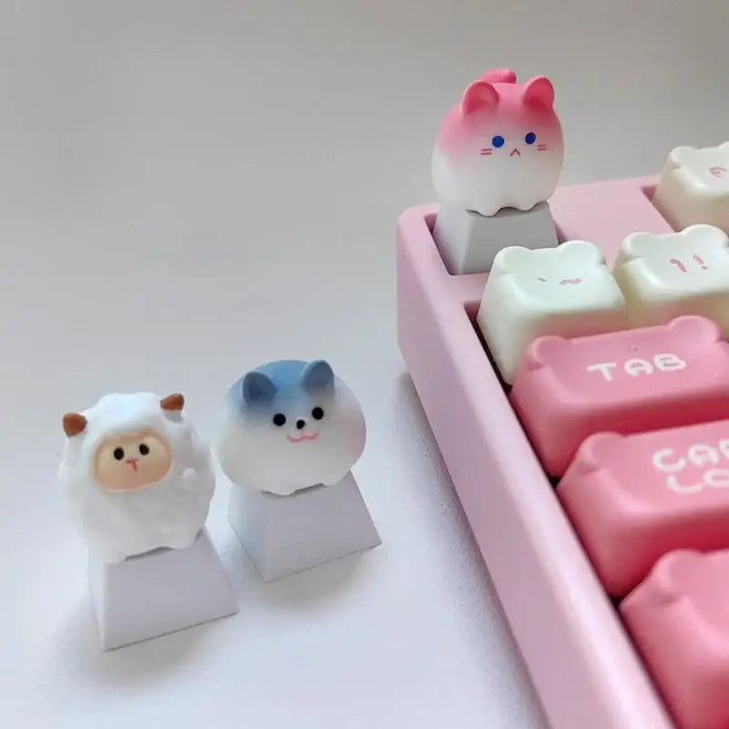 Cute Cartoon 3D Animal Keycap Mechanical Keyboard Caps OEM Height Keycap Kawaii DIY Keyboard Accessories Girl Gifts