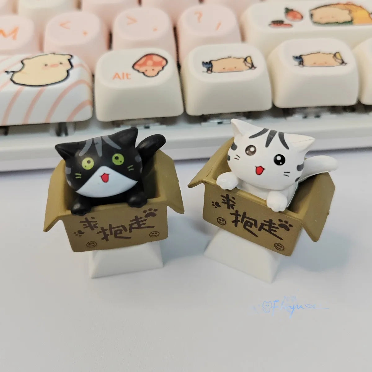 Cute Cat Animal Keycaps Mechanical Keyboard Replacement Personalized Keycap Cross Axis Cherry Profile Girl Birthday Gamer Gift