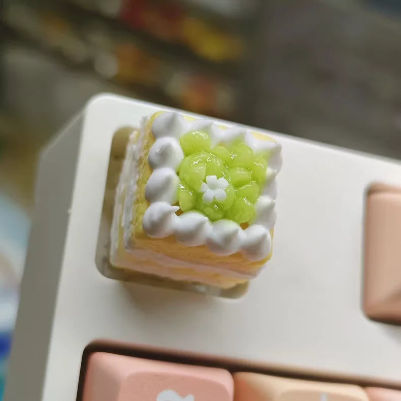 Cute Cake Keycaps Kawaii Clay Keyboard Caps Niche Food Toys Keycap Customized Clay Manual Cross Shaft Mechanical Keyboard Caps
