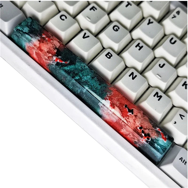 ECHOME Koi Fish Spacebar Keycaps 6.25U Custom Resin DIY Cherry Spacebar Keycaps MX Switch Translucent Keycap Mechanical Keyboard