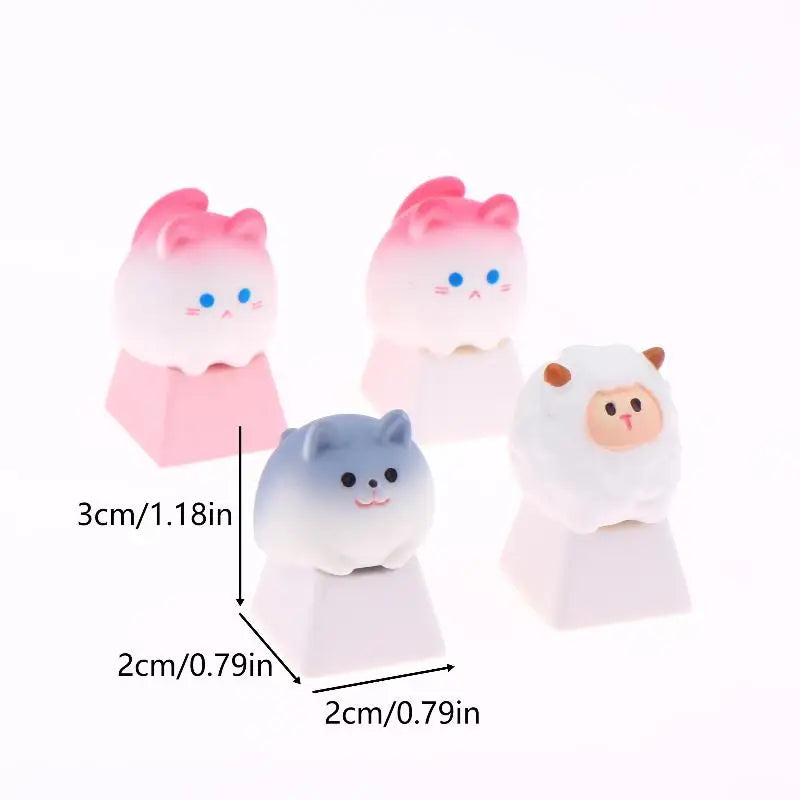 Cute Cartoon 3D Animal Keycap Mechanical Keyboard Caps OEM Height Keycap Kawaii DIY Keyboard Accessories Girl Gifts