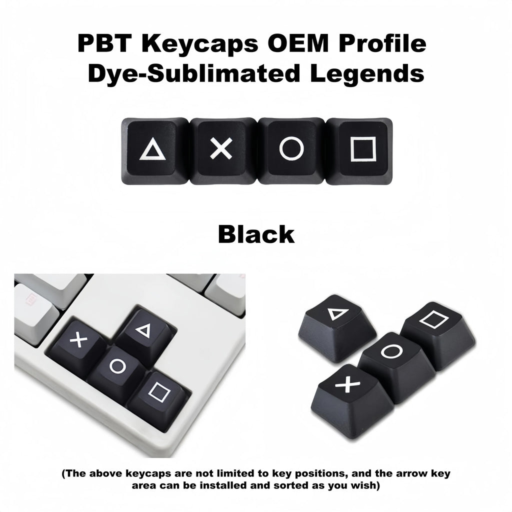 4 Keys/Set PSP Style PBT Keycaps OEM Height Dye-Sublimated Legends Directional Arrows Auxiliary Keys Keyboard Accessory
