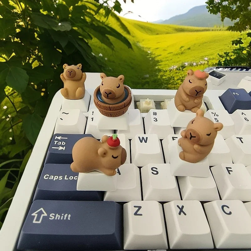 Cute Capybara Keycap Cartoon Animal Doll Custom Keycaps for Mechanical Keyboard Caps Kawaii Artisan Key Caps Car Decorative Gift
