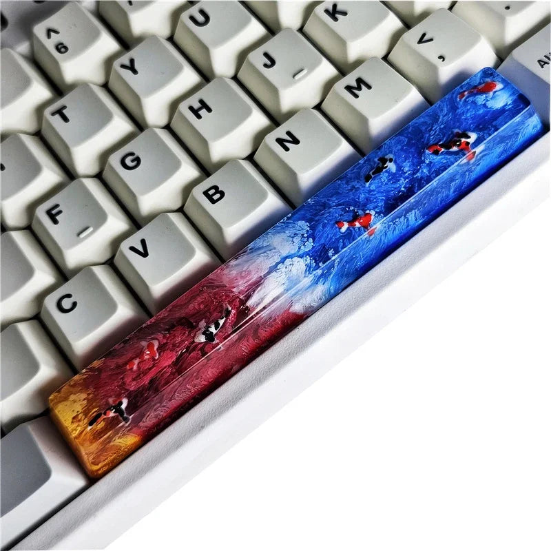 ECHOME Koi Fish Spacebar Keycaps 6.25U Custom Resin DIY Cherry Spacebar Keycaps MX Switch Translucent Keycap Mechanical Keyboard