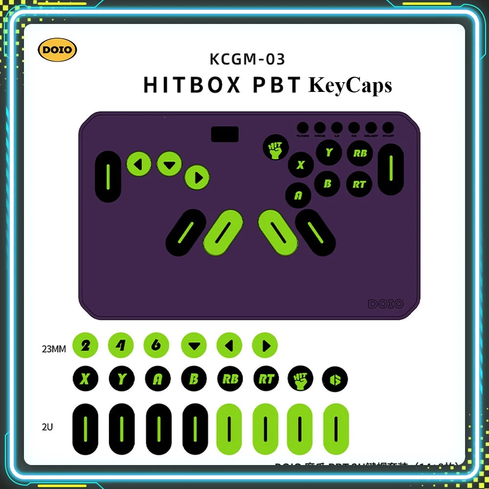 DOIO HITBOX KCGM-03 Mini Keyboard Keycaps 14+8 Keys PBT 2U Sublimation Customized Keycap Sets Arcade Game PC Accessories Gifts