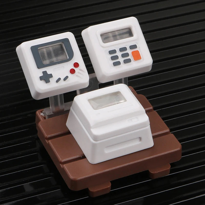 Cute Keycaps Pervious to Light Retro Game Player Pattern Cross Shaft DIY Mechanical Keyboard Cap for PC Computer Game Keyboards