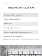 K135 Minimalist White Keycap PBT Thermal Sublimation XDA Concise Japanese Korea Key Cap Adaptive Mechanical Keyboard Keycaps
