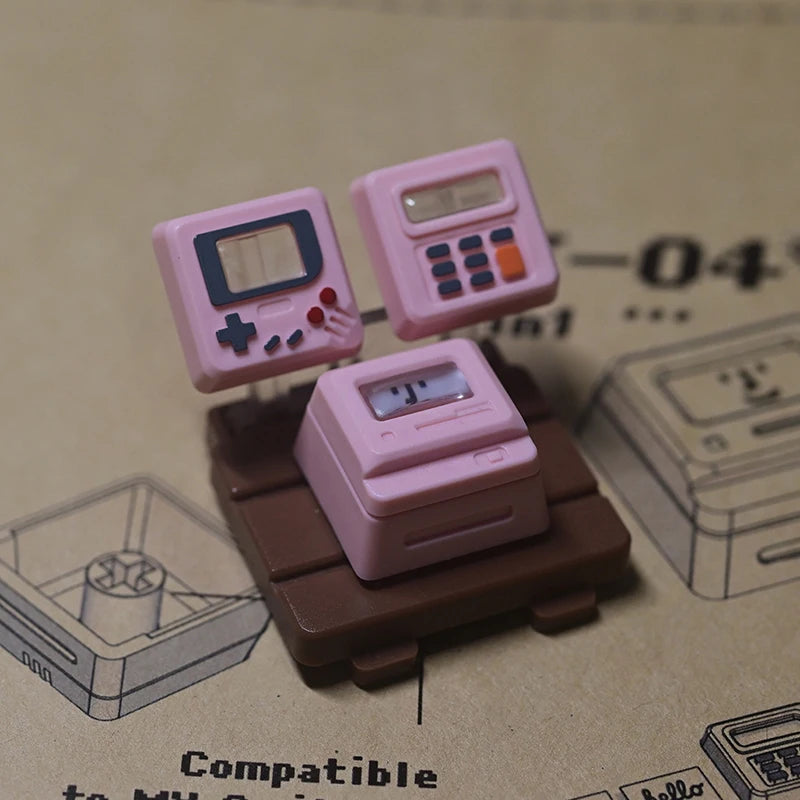 Cute Keycaps Pervious to Light Retro Game Player Pattern Cross Shaft DIY Mechanical Keyboard Cap for PC Computer Game Keyboards