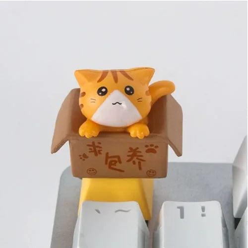 Customization Cute Cat Keycap Mechanical Keyboard Keycaps Artisan Anime Kawaii Keycap PBT Axis Cherry MX Cute Cat Diy Key Cap