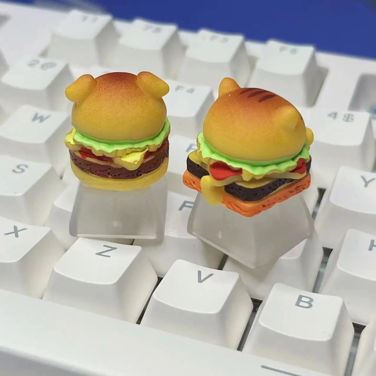 Cute Cat Burger Keycap Original Cartoon Transparent Mechanical Keyboard Customized Handmade Keyboard Accessories Gift Keycap