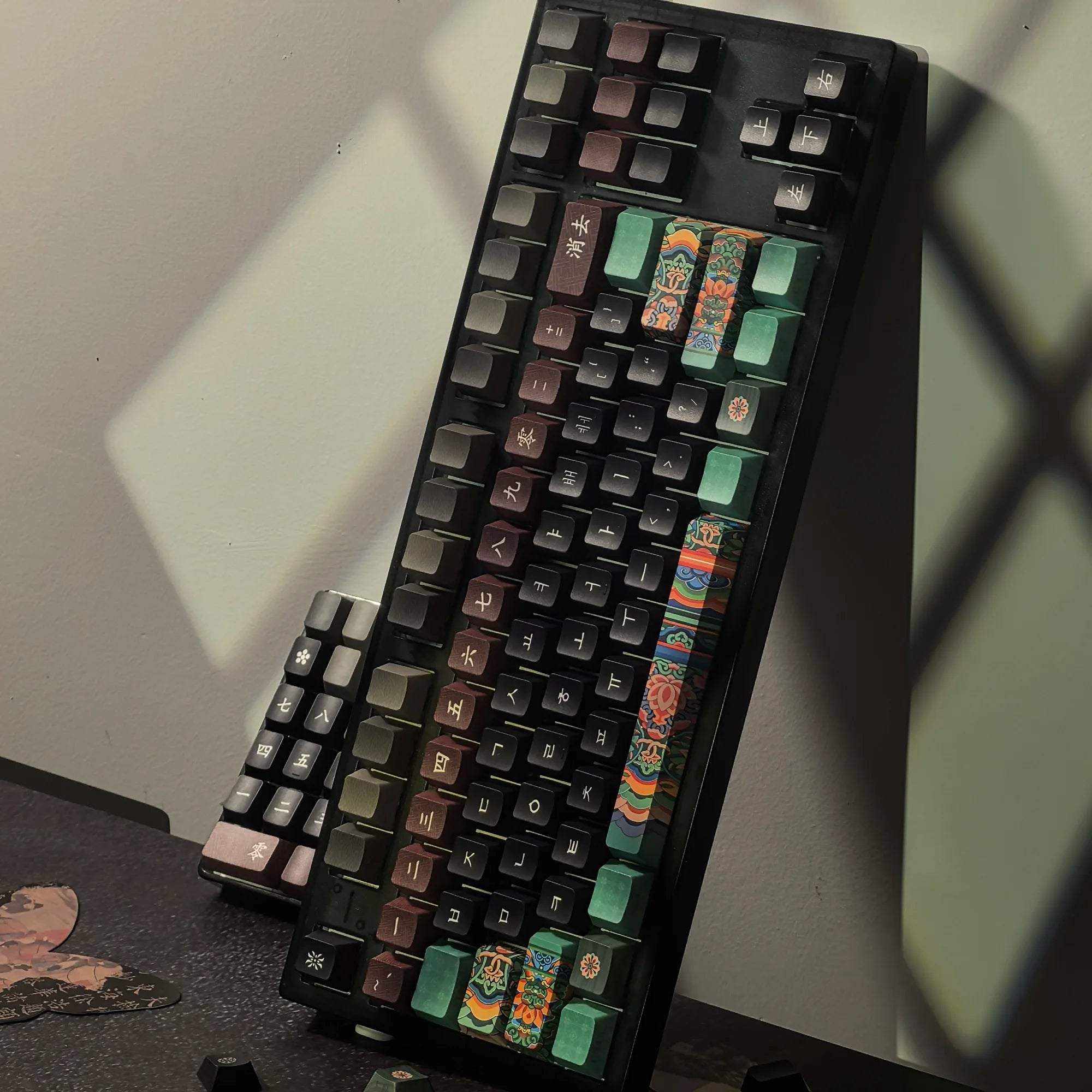 Dancheong Korean keycaps Retro Side Engraved Translucent Pbt Theme Keycap For Mechanical Keyboard 단청 와글바글 염료승화 PBT 키캡