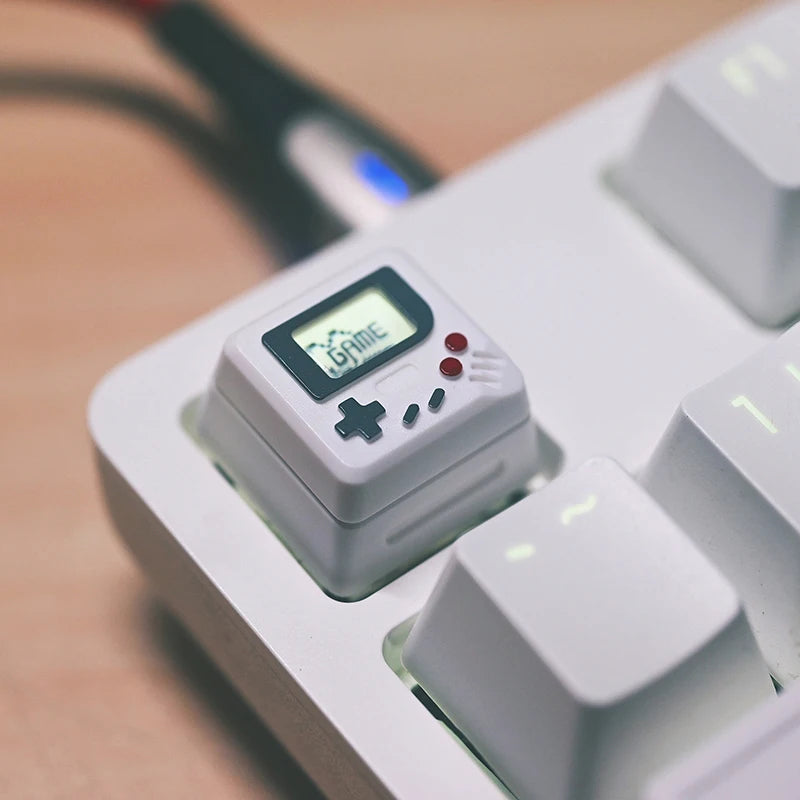 Cute Keycaps Pervious to Light Retro Game Player Pattern Cross Shaft DIY Mechanical Keyboard Cap for PC Computer Game Keyboards